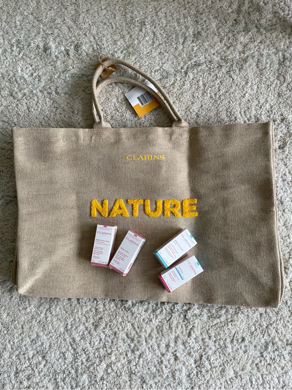 NWT Clarins "Nature" Tote Bag & Skincare Set